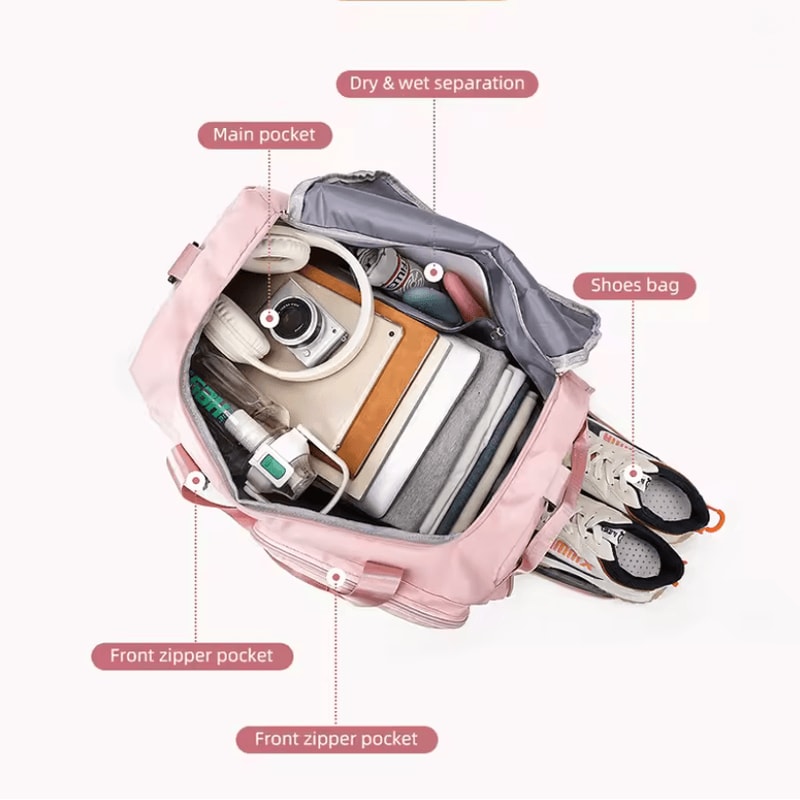 Dry Wet Compartment Weekender Gym Bag For Women 1