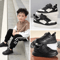 Kids Black Leather Lightweight NonSlip Sneakers 0