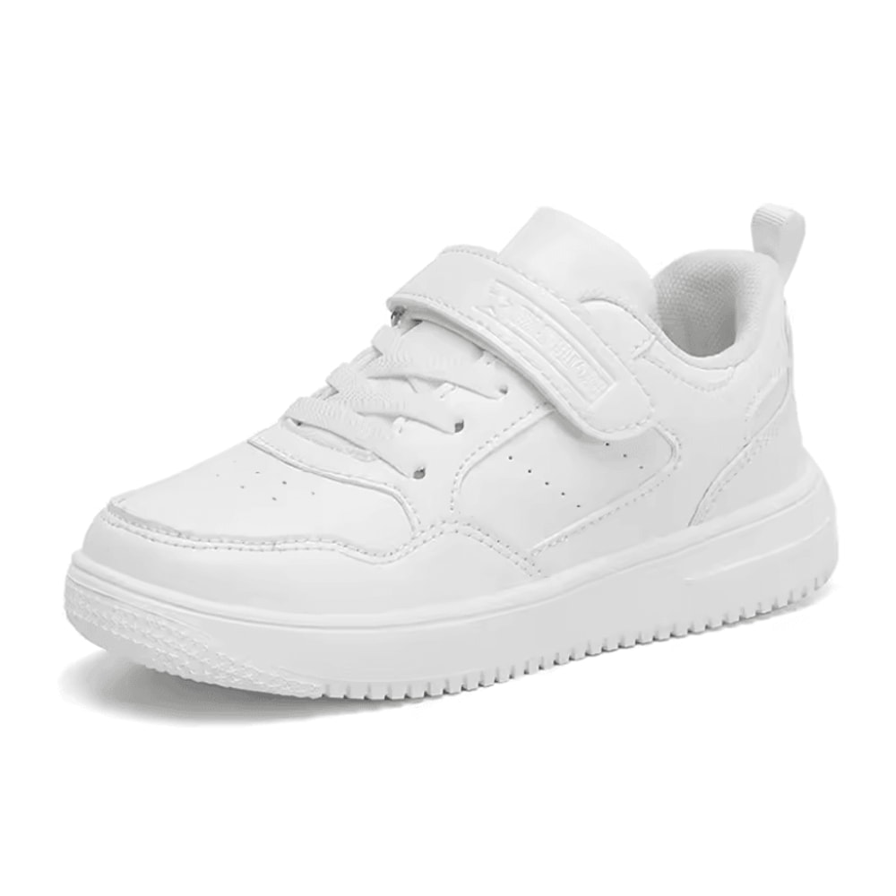 Kids Black Leather Lightweight NonSlip Sneakers 2