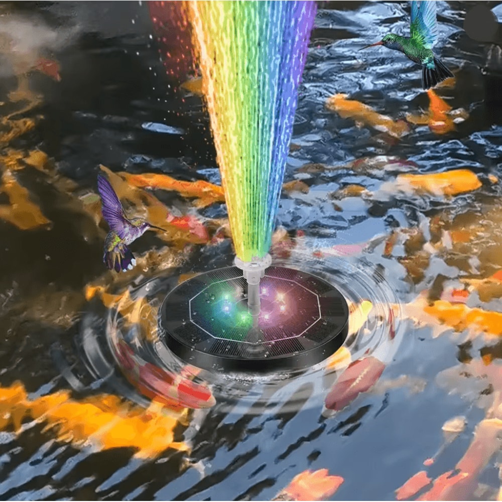 AquaBloom Solar Fountain Pump With 6 Nozzles For Bird Bath And Pond Decoration 0