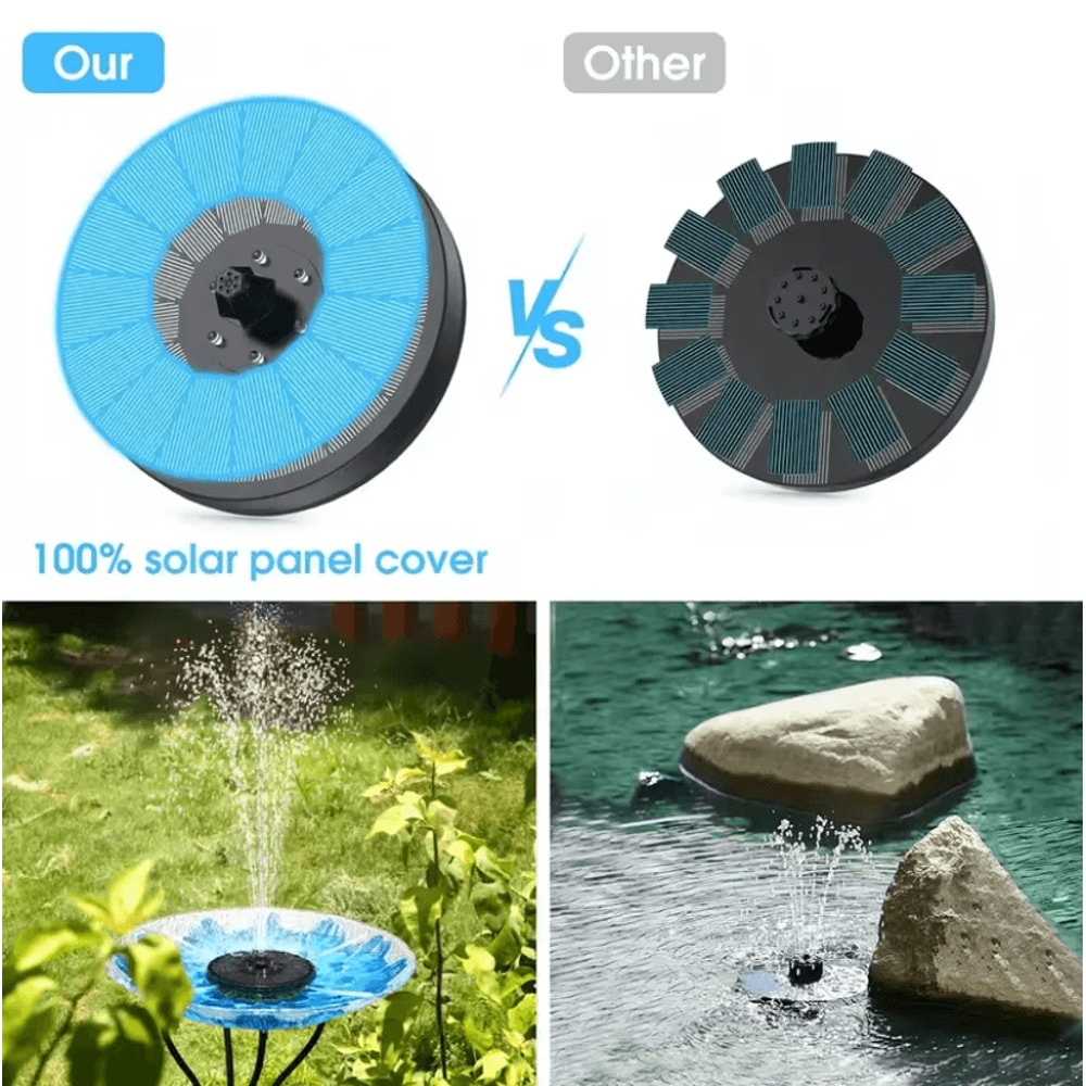 AquaBloom Solar Fountain Pump With 6 Nozzles For Bird Bath And Pond Decoration 1