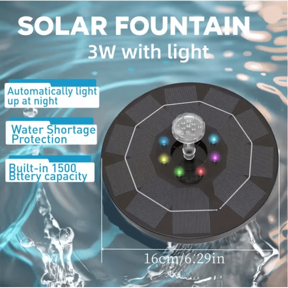 AquaBloom Solar Fountain Pump With 6 Nozzles For Bird Bath And Pond Decoration 3