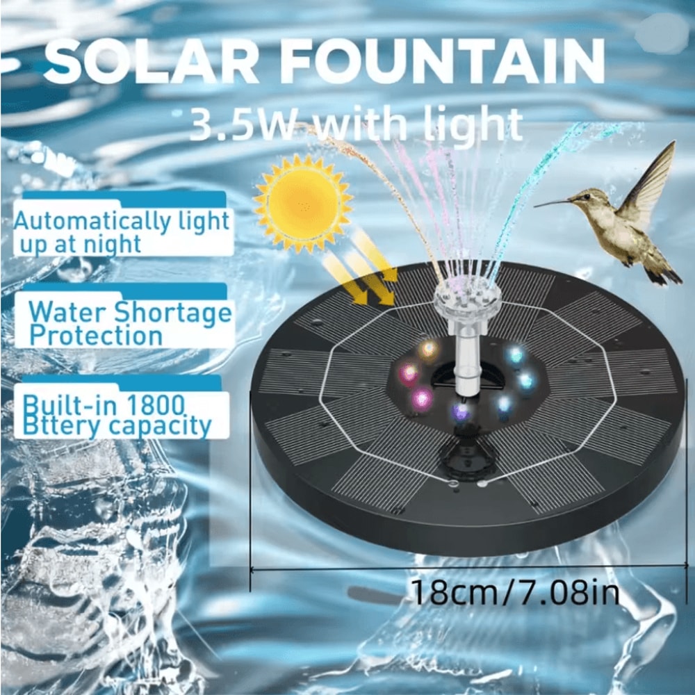 AquaBloom Solar Fountain Pump With 6 Nozzles For Bird Bath And Pond Decoration 4