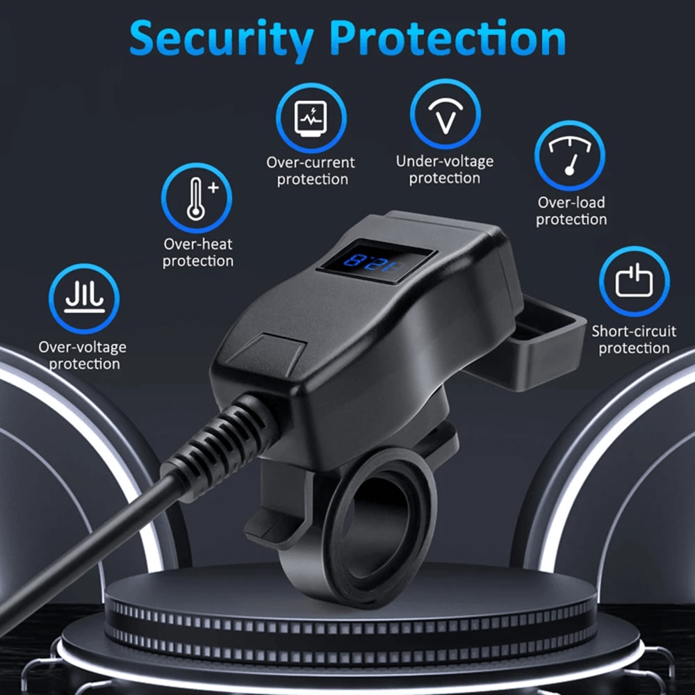 MotoCharge PD QuickCharge Motorcycle USB 12V Adapter With Waterproof Switch 1