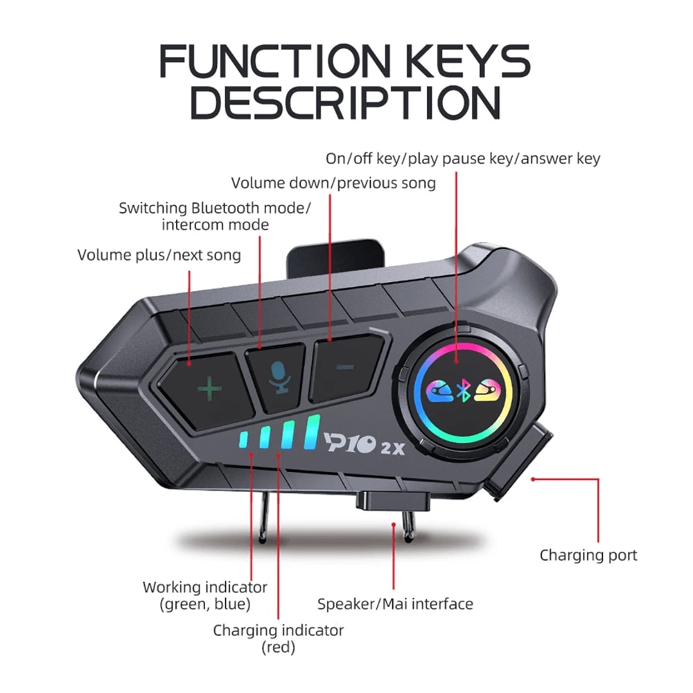 RideTalk BT53 Motorcycle Intercom Headset For 2 Riders With Waterproof Music Sharing 2