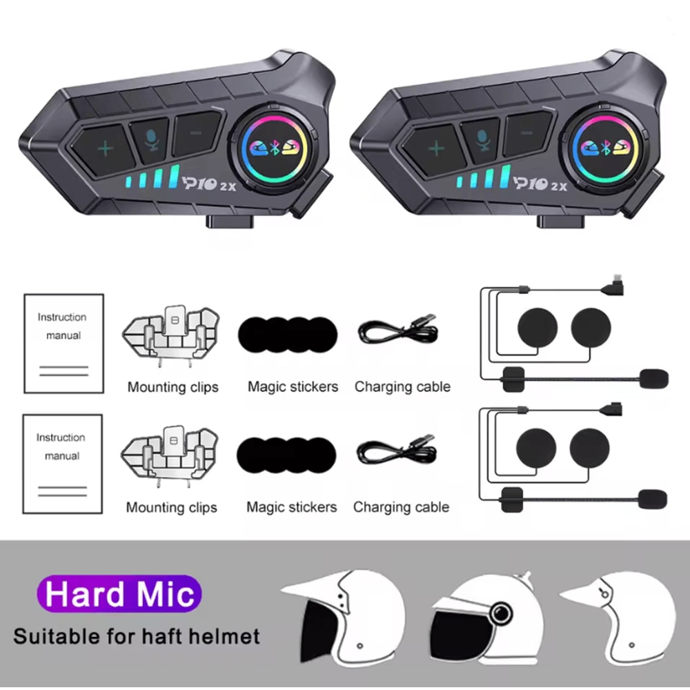 RideTalk BT53 Motorcycle Intercom Headset For 2 Riders With Waterproof Music Sharing 5