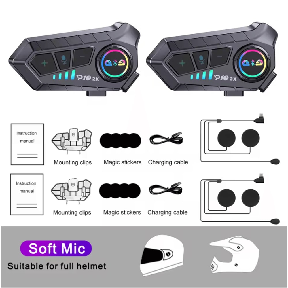 RideTalk BT53 Motorcycle Intercom Headset For 2 Riders With Waterproof Music Sharing 6
