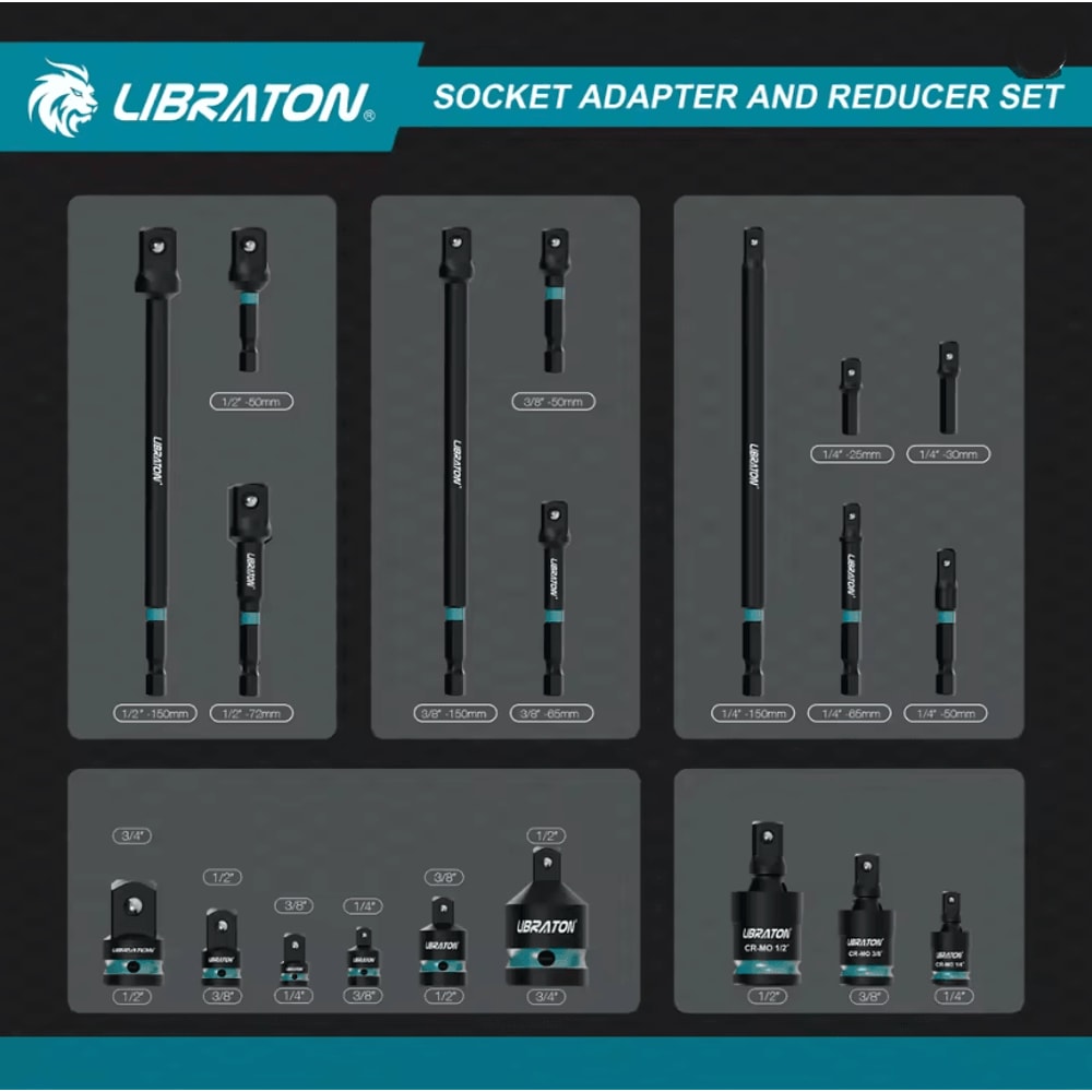 ProFlex 20 Piece Impact Socket Adapter And Reducer Set With Universal Joints 2