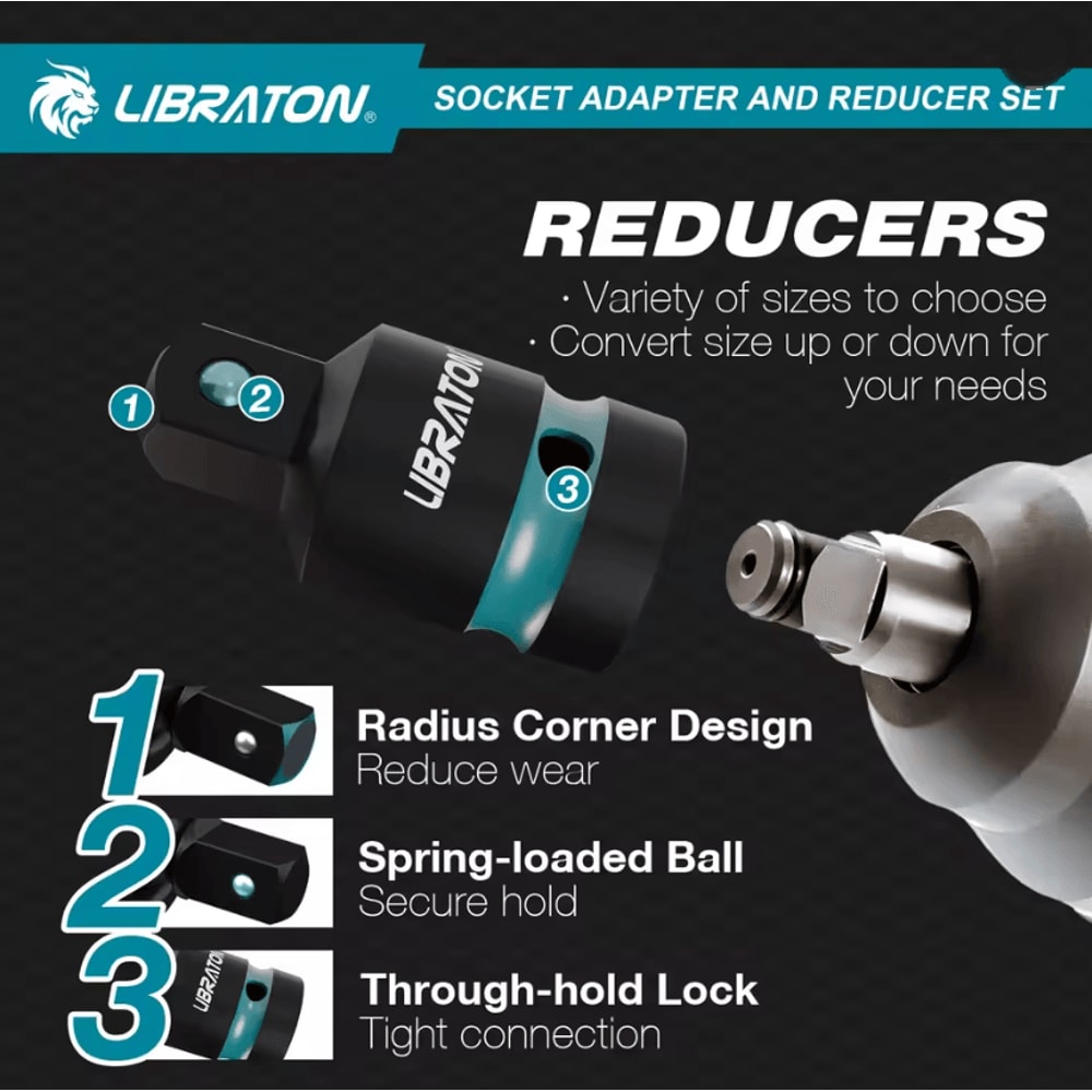 ProFlex 20 Piece Impact Socket Adapter And Reducer Set With Universal Joints 3