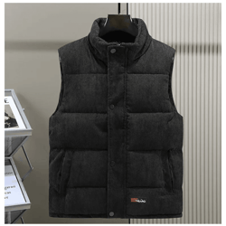mens corduroy padded vest winter warm sleeveless jacket for outdoor and casual wear