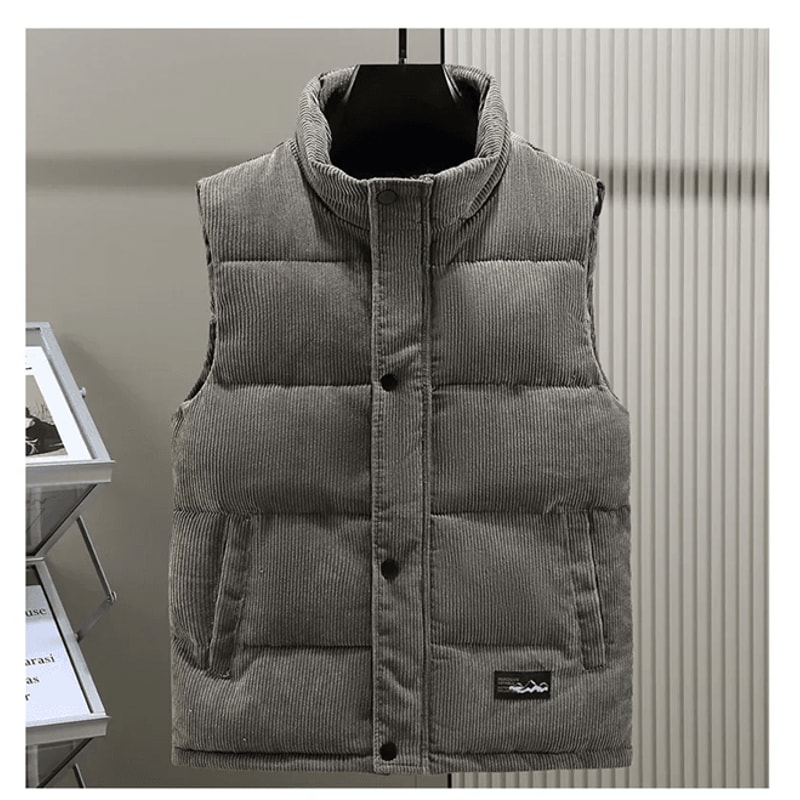 Mens Corduroy Padded Vest Winter Warm Sleeveless Jacket For Outdoor And Casual Wear 2