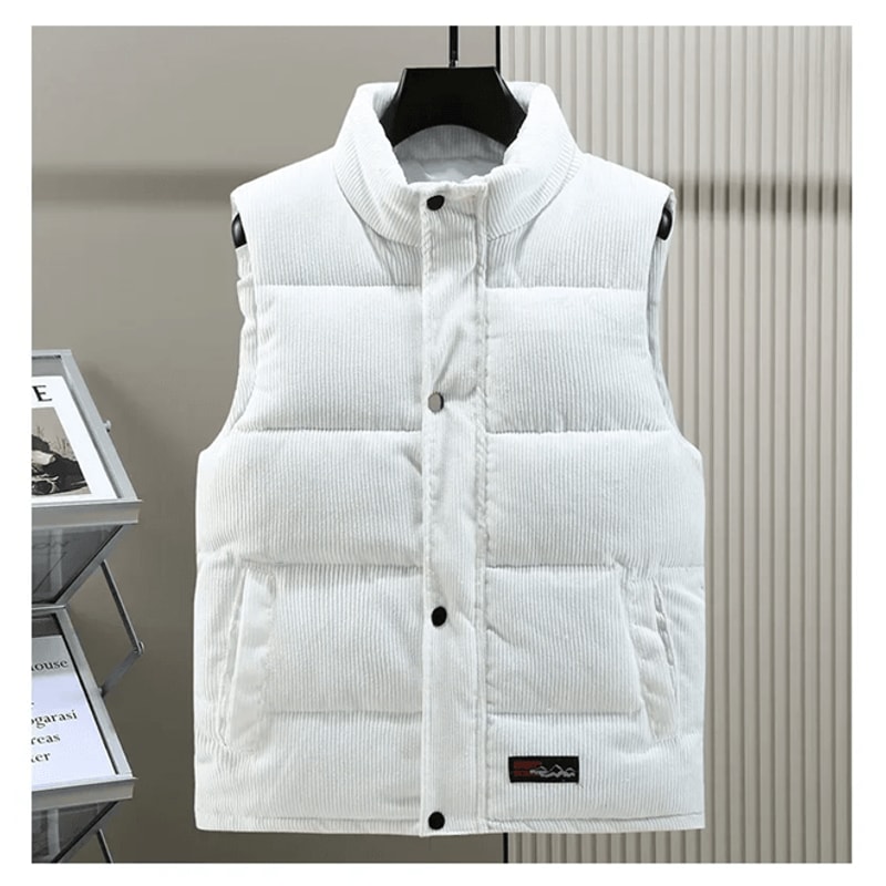 Mens Corduroy Padded Vest Winter Warm Sleeveless Jacket For Outdoor And Casual Wear 3