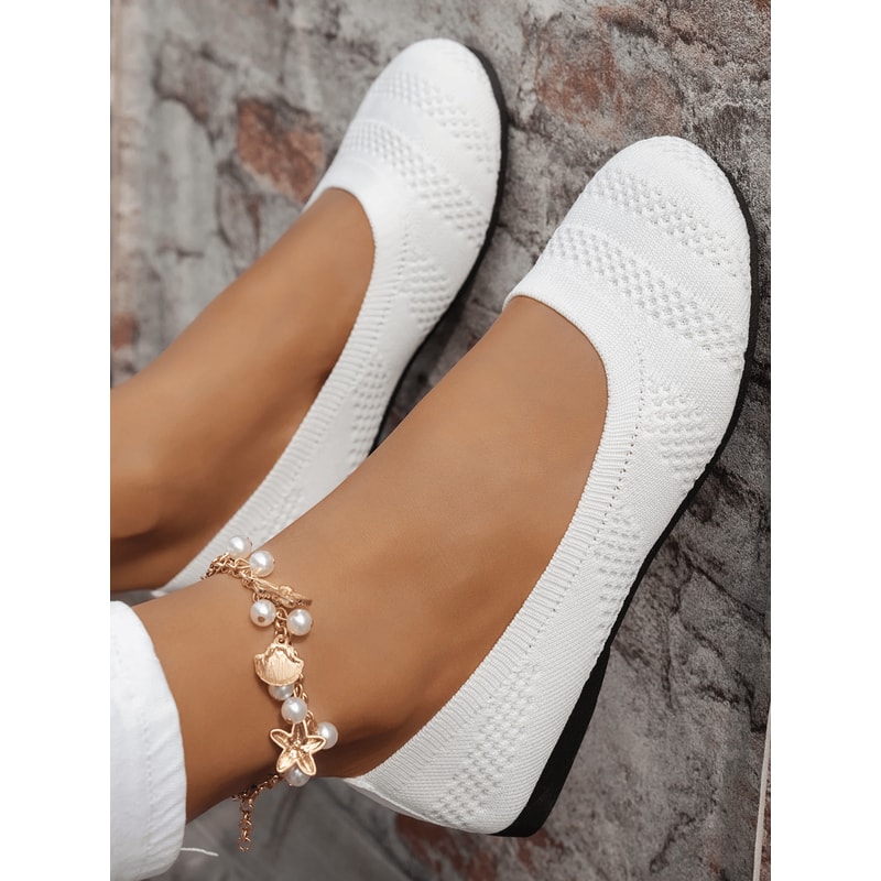 Womens Comfortable Round Toe Knit Flats Versatile SlipOn Shoes For AllDay Wear 5