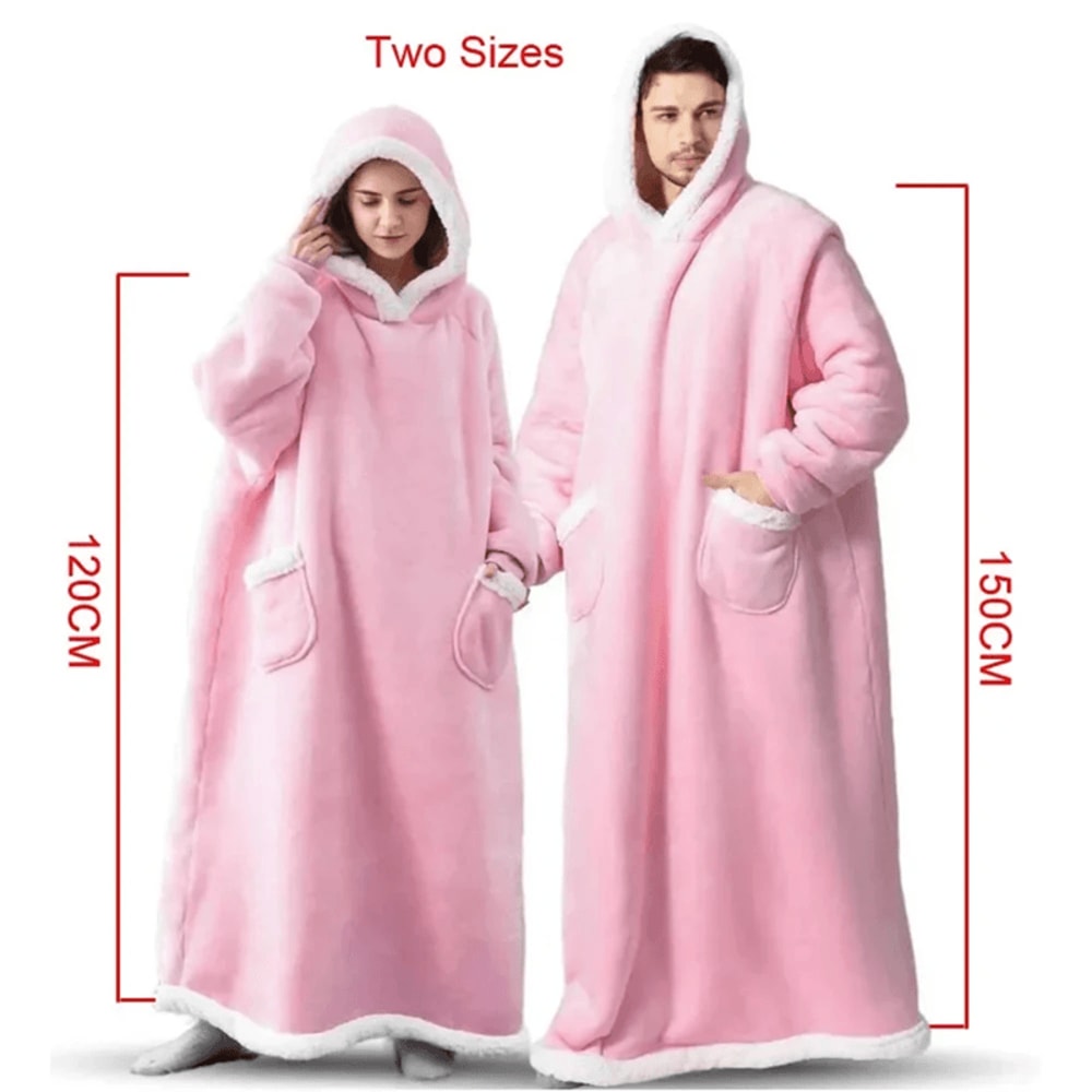 CozyWrap SuperLong Flannel Blanket Hoodie Oversized Wearable Blanket 1