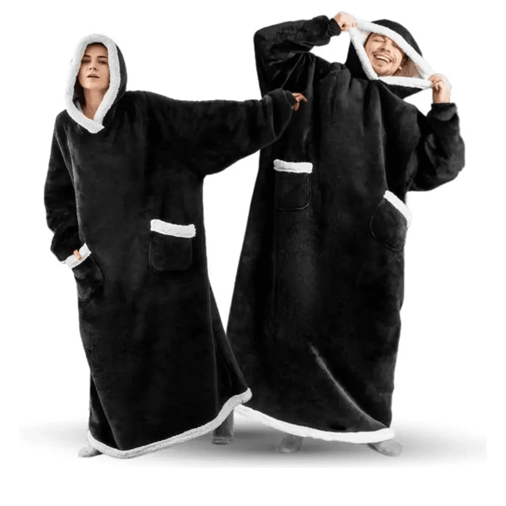 CozyWrap SuperLong Flannel Blanket Hoodie Oversized Wearable Blanket 2