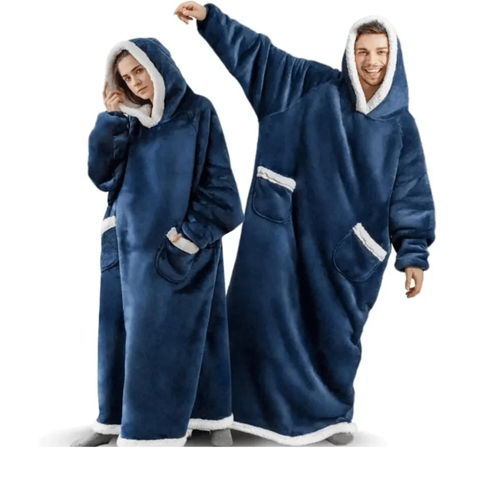 CozyWrap SuperLong Flannel Blanket Hoodie Oversized Wearable Blanket 3