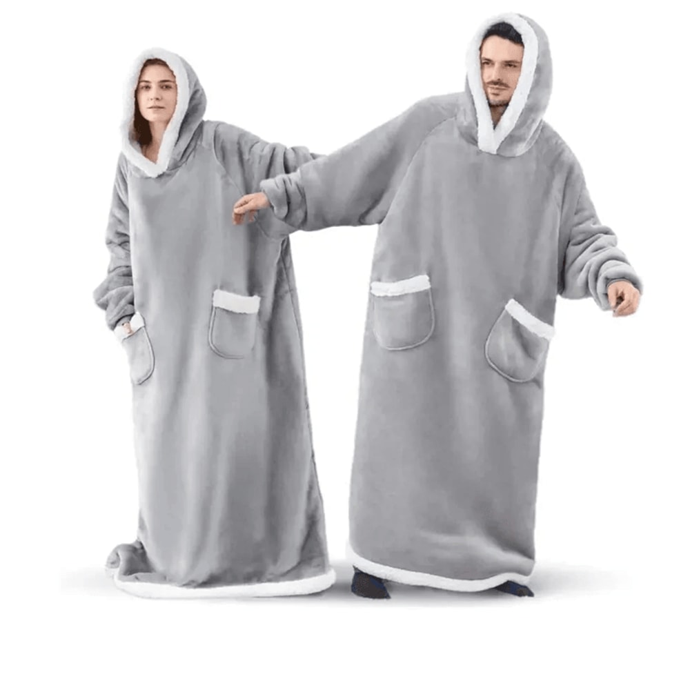 CozyWrap SuperLong Flannel Blanket Hoodie Oversized Wearable Blanket 4