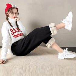 winterfleece women harem joggers with drawstring