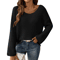 OffShoulder Flare Sleeve Sweater For Women Chic Knit Pullover 4