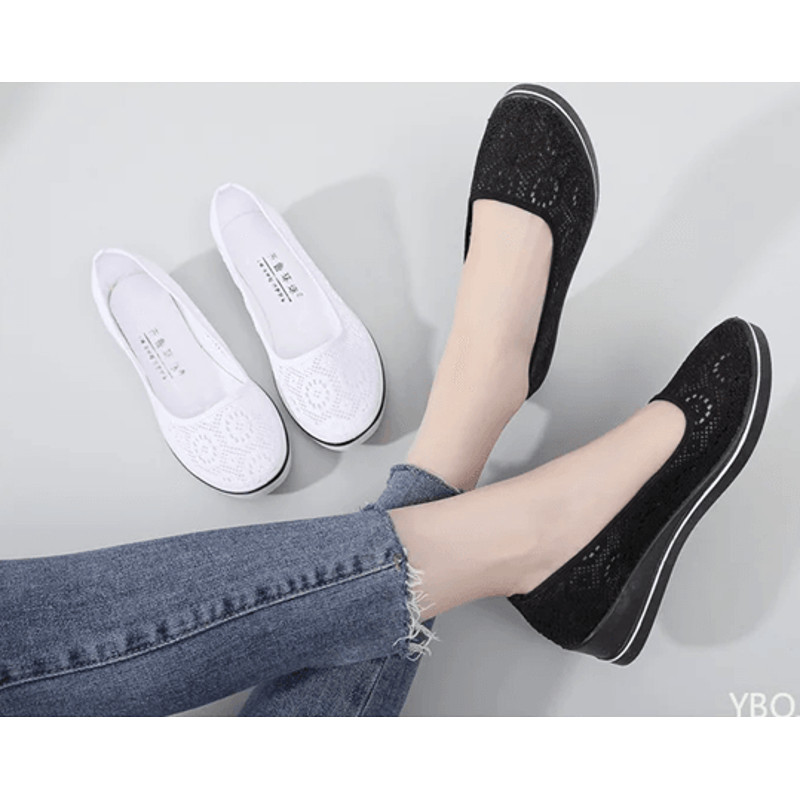 Breathable Mid Wedge Flats For Women Comfortable Summer Heel 3