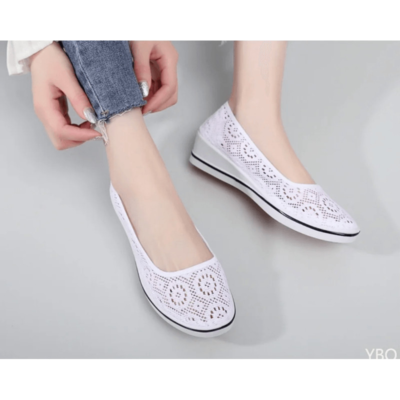 Breathable Mid Wedge Flats For Women Comfortable Summer Heel 4