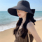 Effortless Korean Lace Wide Brim Sun Hat With UV Scarf 2