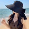 Effortless Korean Lace Wide Brim Sun Hat With UV Scarf 3