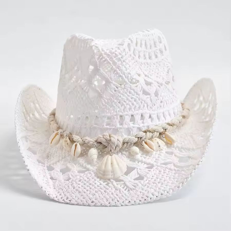 Summer Shell Accent Straw Beach Hat For Women 1