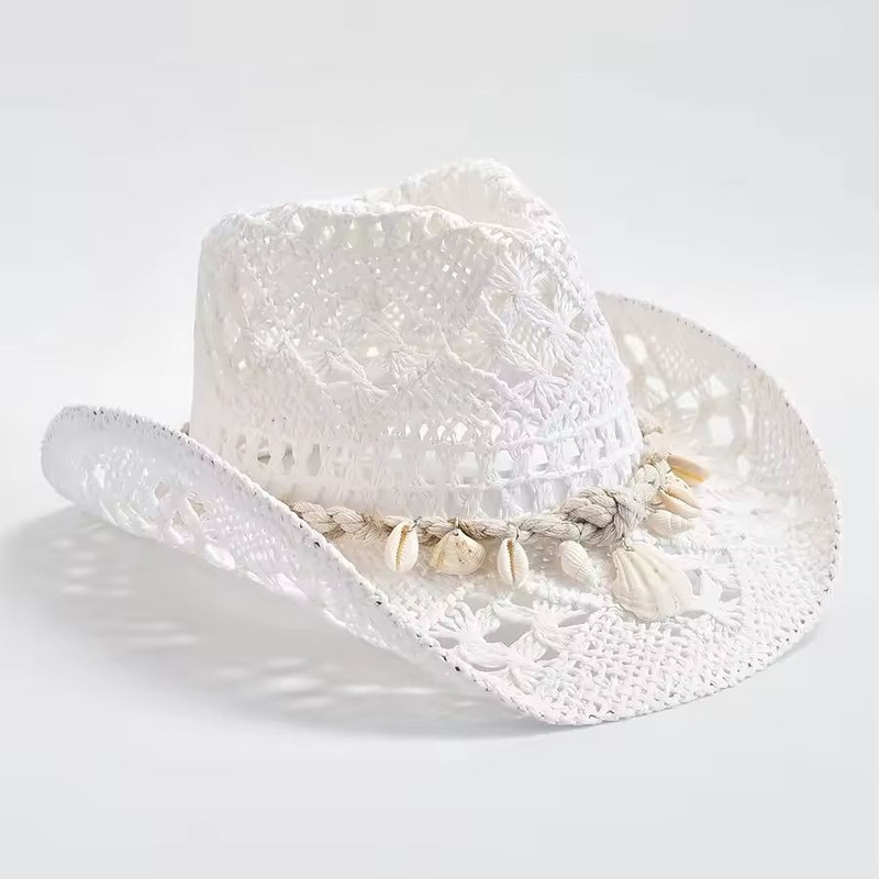 Summer Shell Accent Straw Beach Hat For Women 2