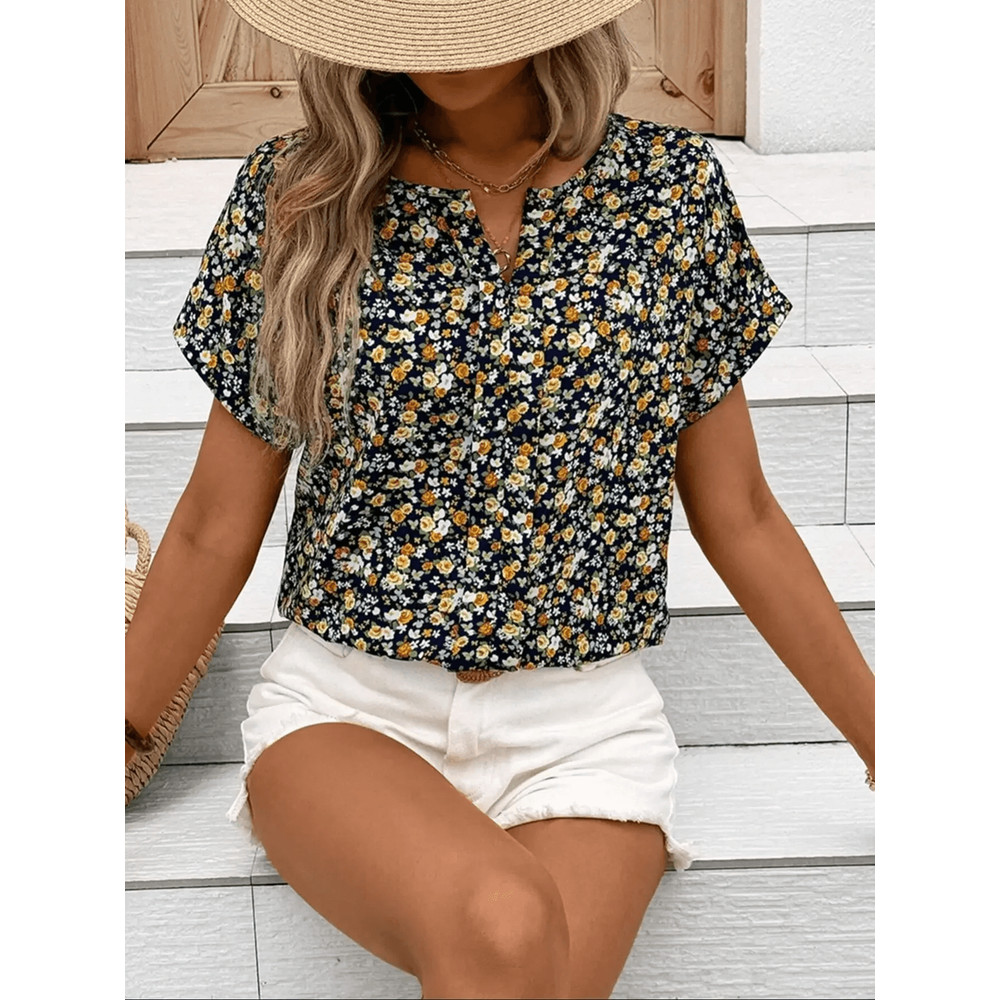 BloomEase Plus Size Floral V Neck Blouse 2