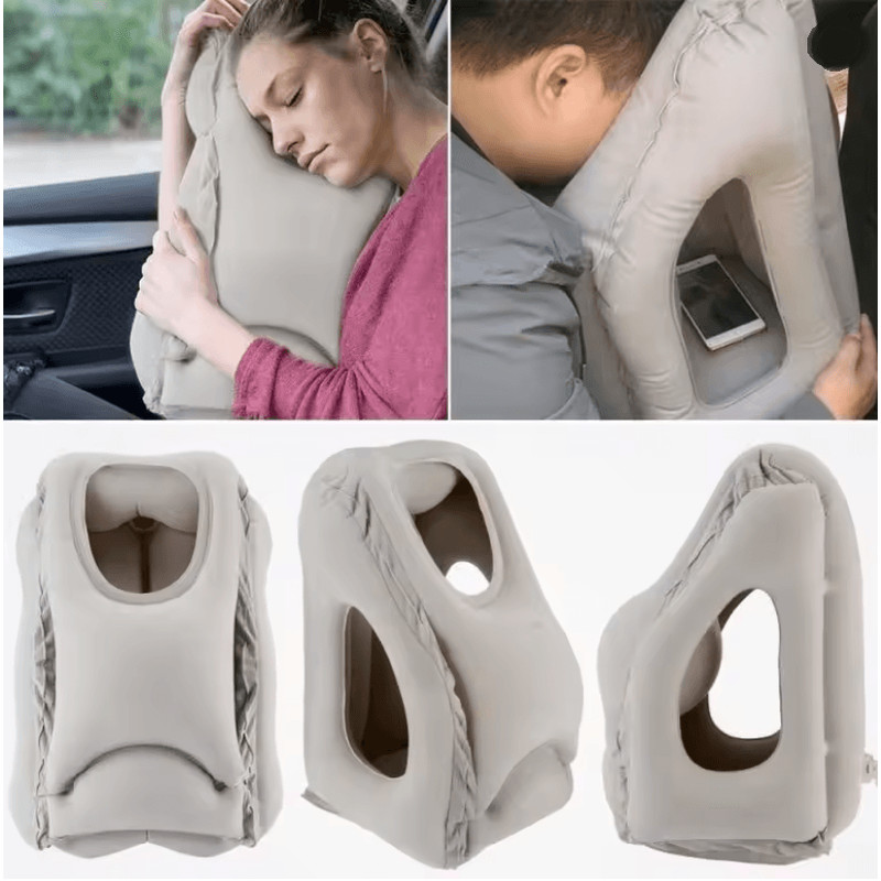 RestEase Inflatable Travel Pillow With Chin Support 0