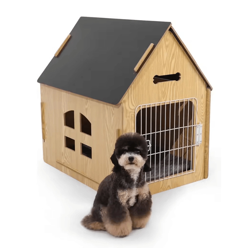 CozyWood Indoor Dog House Wooden Pet Bed For Small Dogs And Cats 1