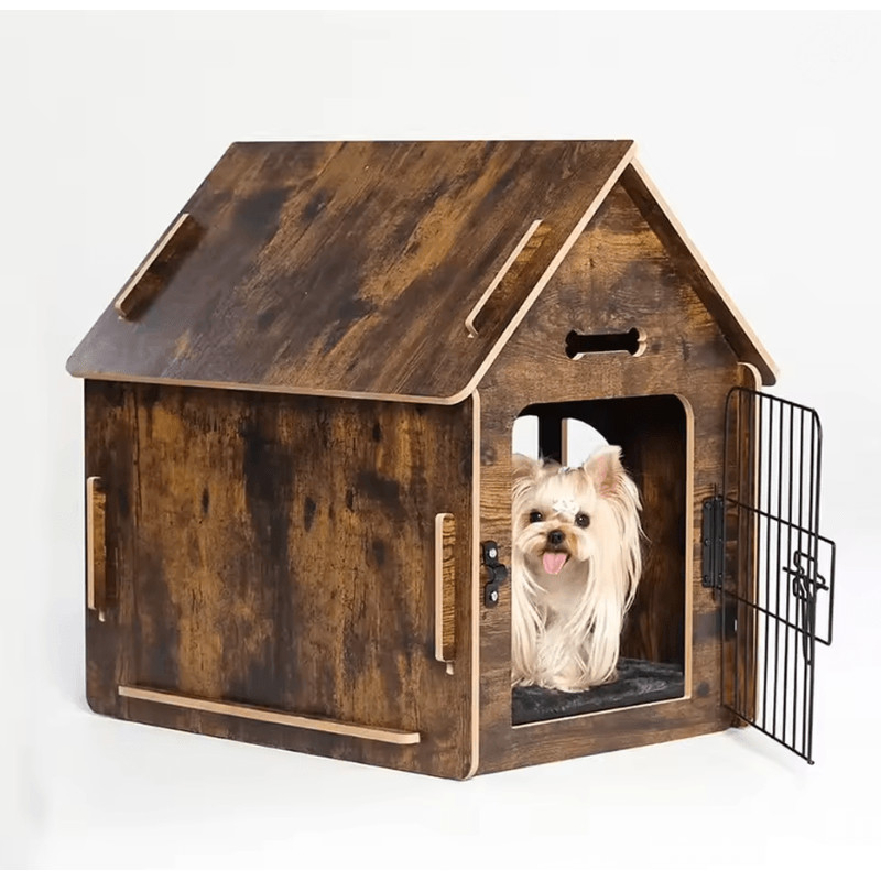 CozyWood Indoor Dog House Wooden Pet Bed For Small Dogs And Cats 2