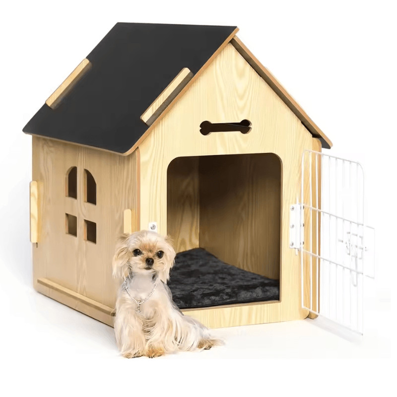 CozyWood Indoor Dog House Wooden Pet Bed For Small Dogs And Cats 4