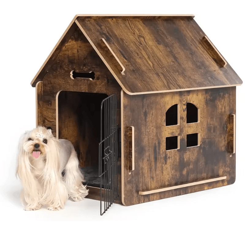 CozyWood Indoor Dog House Wooden Pet Bed For Small Dogs And Cats 5