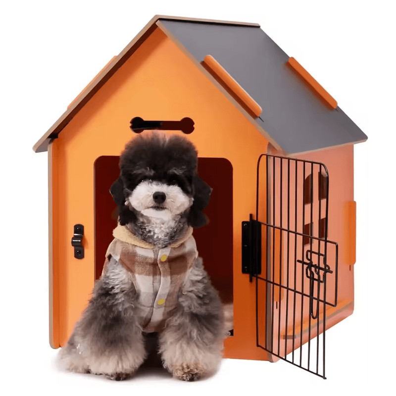 CozyWood Indoor Dog House Wooden Pet Bed For Small Dogs And Cats 9