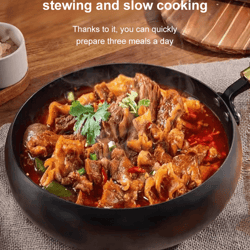 big belly cast iron deep pan with lid uncoated iron pan