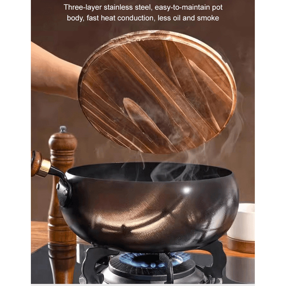 Big Belly Cast Iron Deep Pan With Lid Uncoated Iron Pan 1