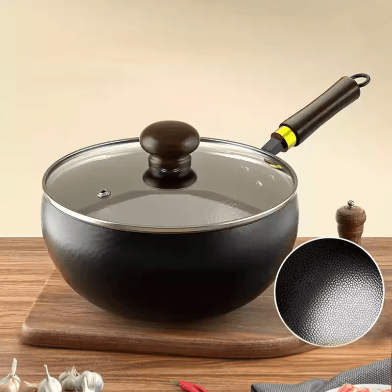 Big Belly Cast Iron Deep Pan With Lid Uncoated Iron Pan 5