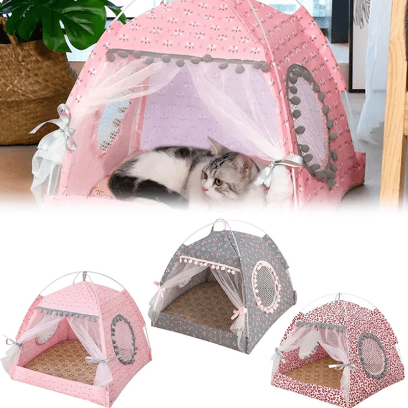 PurrPal Princess Cat Tent Bed With Mosquito Net 0