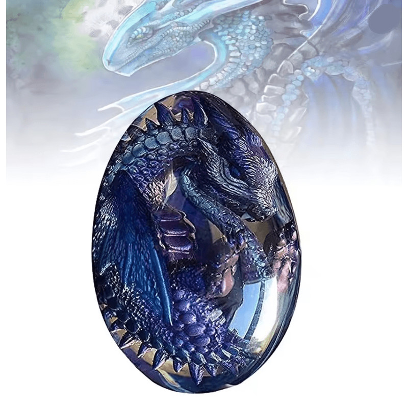 Mystic Dragon Egg Resin Statue Transparent Crystal Fantasy Ornament 2