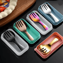 trailmate mini portable spoon and fork set – stainless steel outdoor cutlery