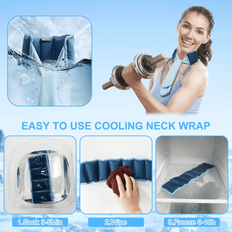 CoolComfort Evaporative Ice Neck Wrap Lightweight Reusable Cooling Scarf 2