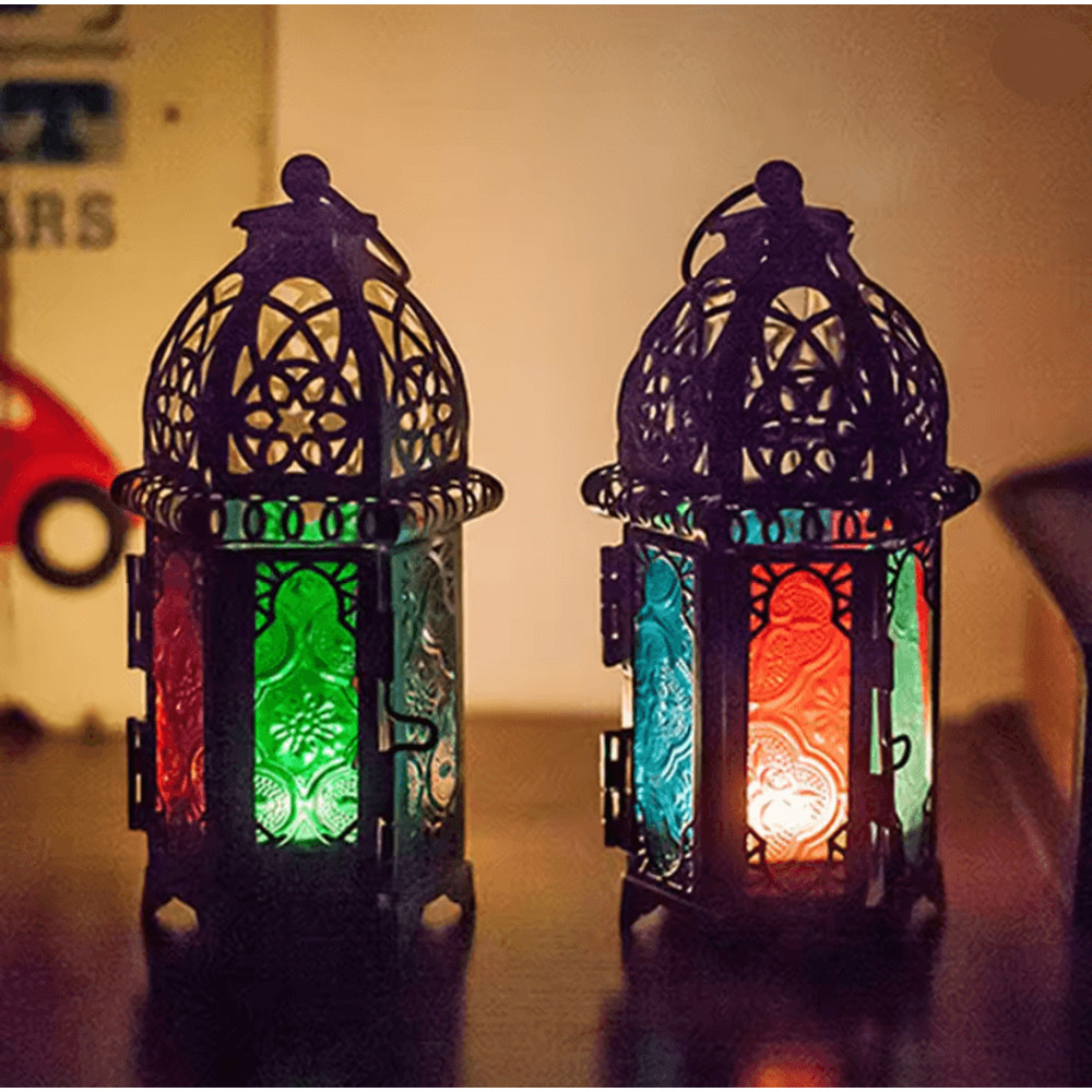 Moroccan Glow Hanging Glass Candle Lantern 0