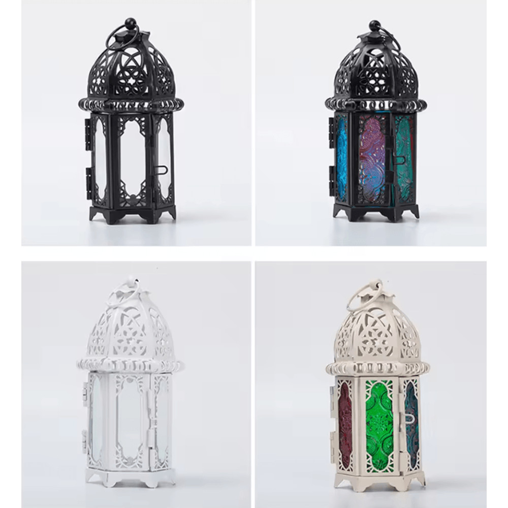 Moroccan Glow Hanging Glass Candle Lantern 2