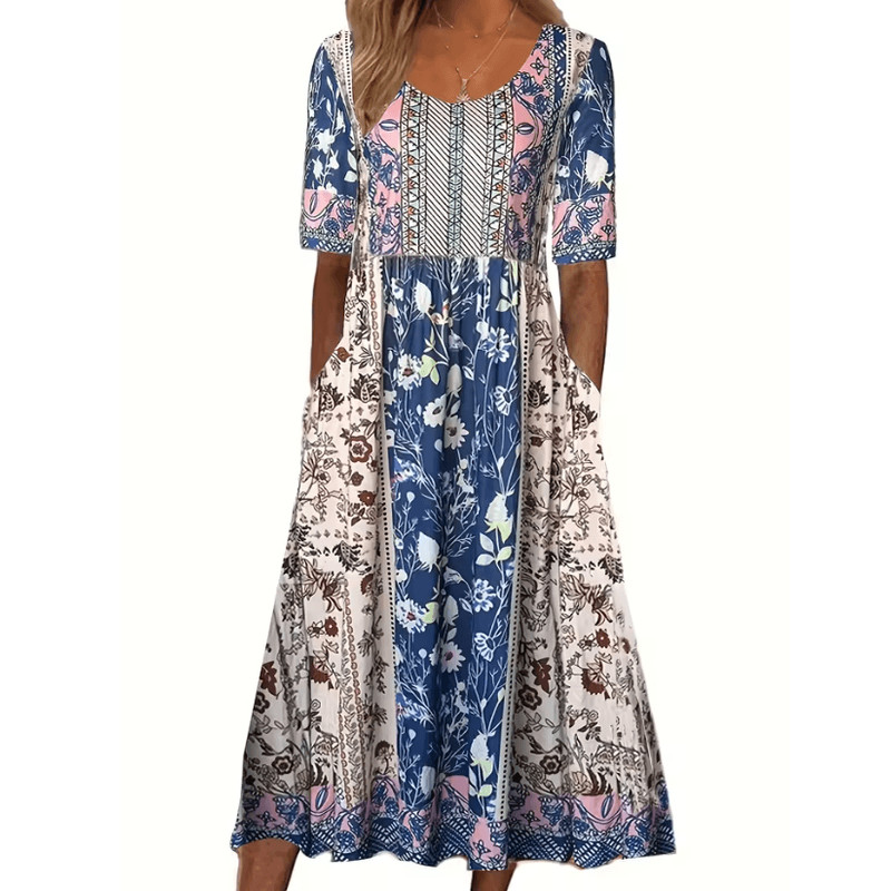Summer Breeze Bohemian Maxi Dress With Short Sleeves 2