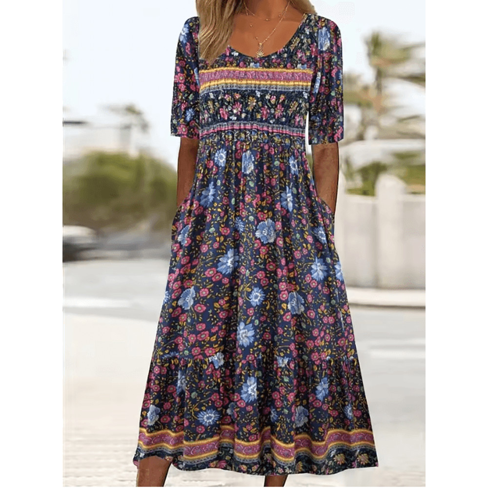 Summer Breeze Bohemian Maxi Dress With Short Sleeves 3