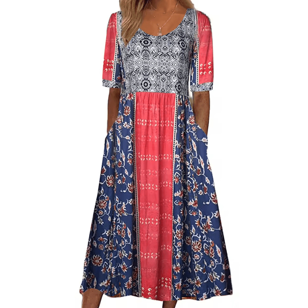 Summer Breeze Bohemian Maxi Dress With Short Sleeves 4