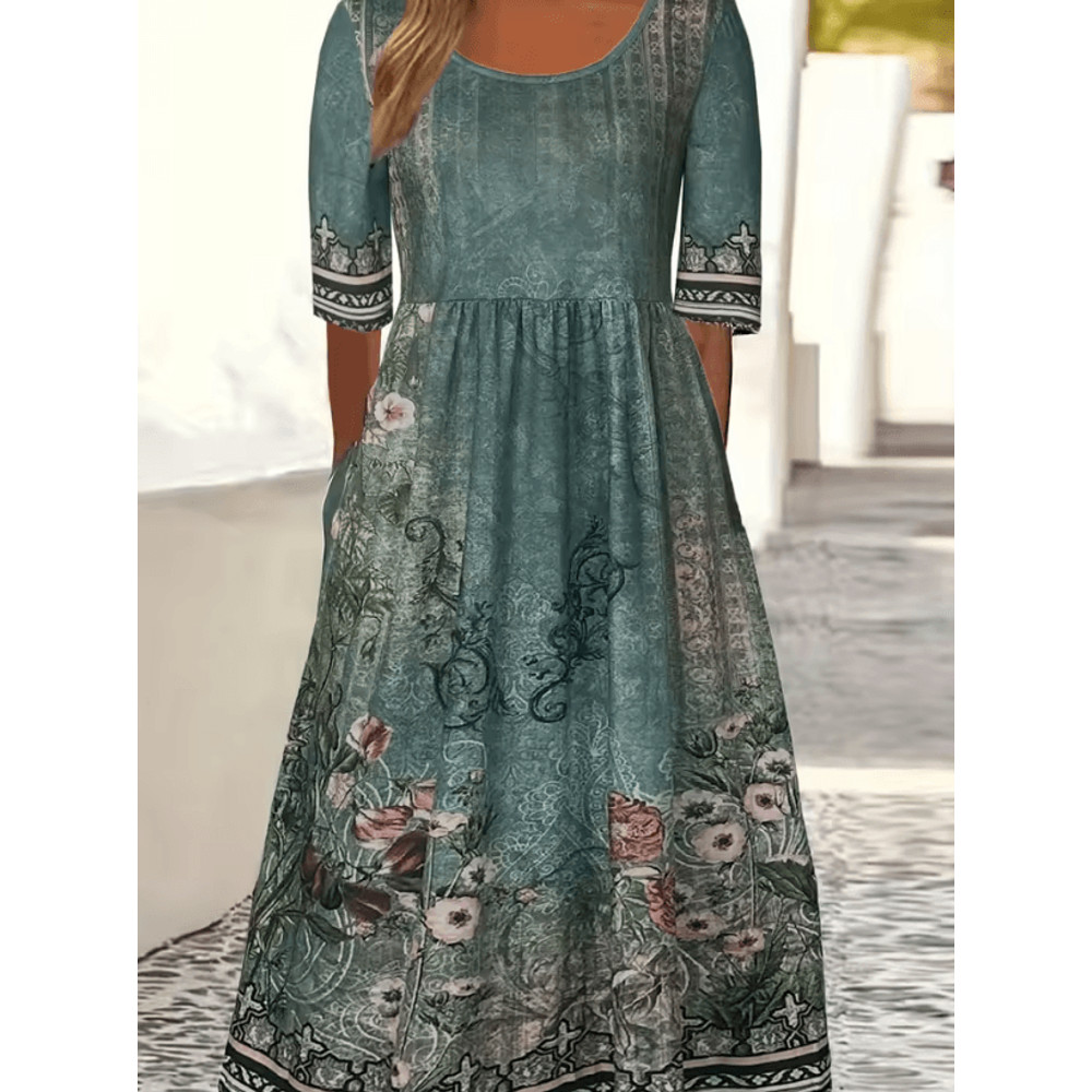 Summer Breeze Bohemian Maxi Dress With Short Sleeves 6
