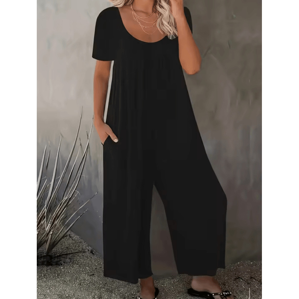 EasyFlow Plus Size Womens Summer Jumpsuit With Pockets 1